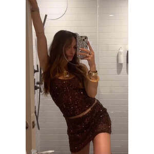 12th Tribe Solea Mocha Sequin Mini Skirt Size MM